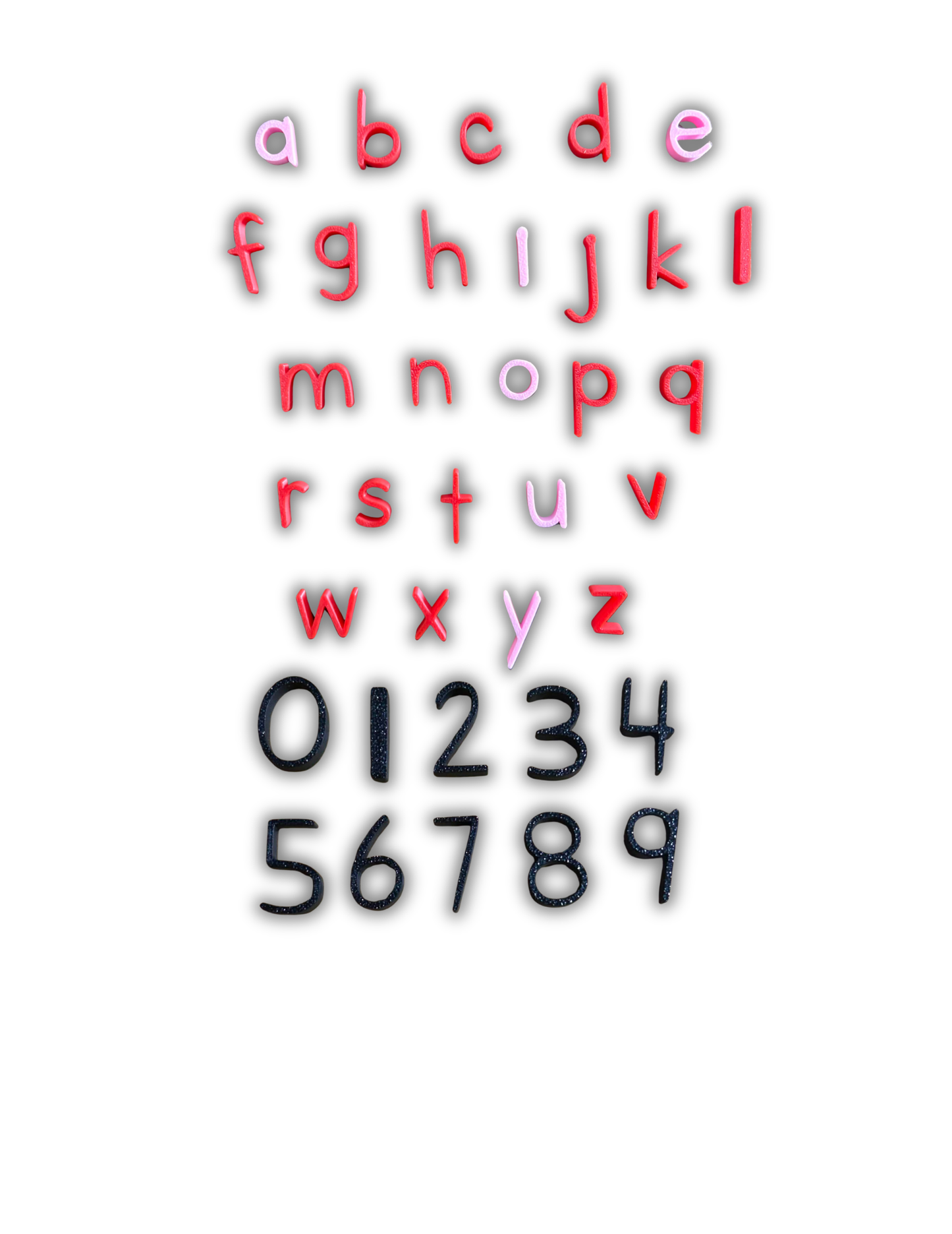Minis alphabets et chiffres 3D pour bac sensoriel