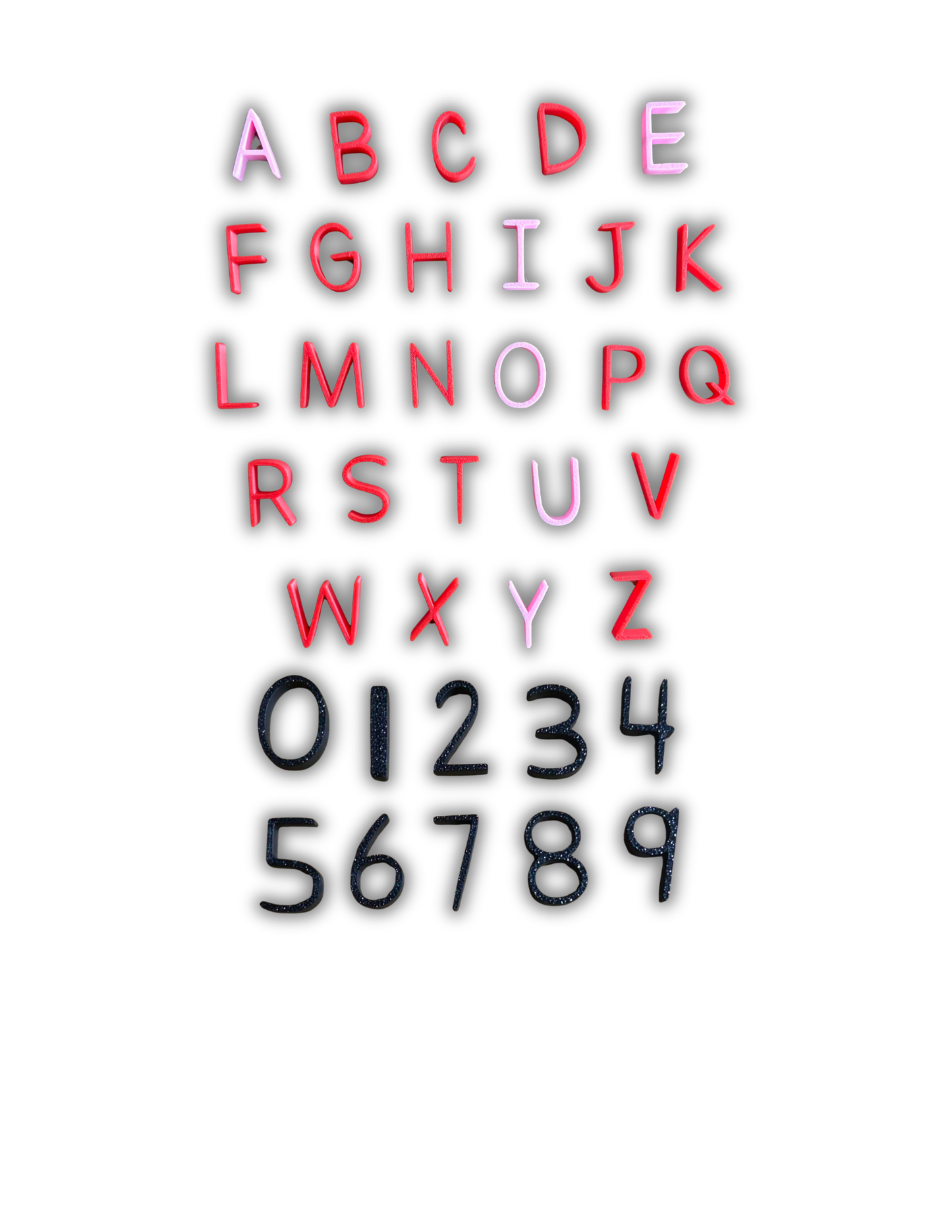 Minis alphabets et chiffres 3D pour bac sensoriel