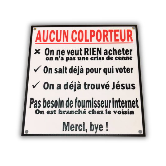 AUCUN COLPORTEUR